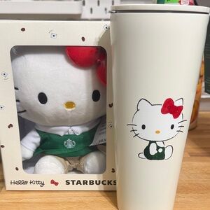 Starbucks Hello Kitty White Tumbler and Plush Set